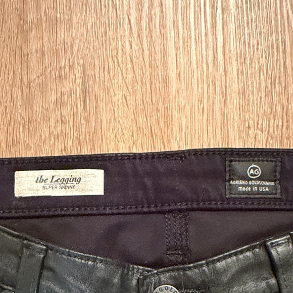 AG Adriano Goldschmied Black Leather Look Skinny Jeans - Picture 6 of 11